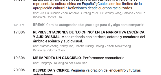 Mesa redonda «Representaciones de «lo chino» en la narrativa escénica y audiovisual.